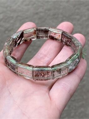 Natural Garden Quartz Soft Bangle Lodolite Scenic Inclusion Crystal 6.5-7"